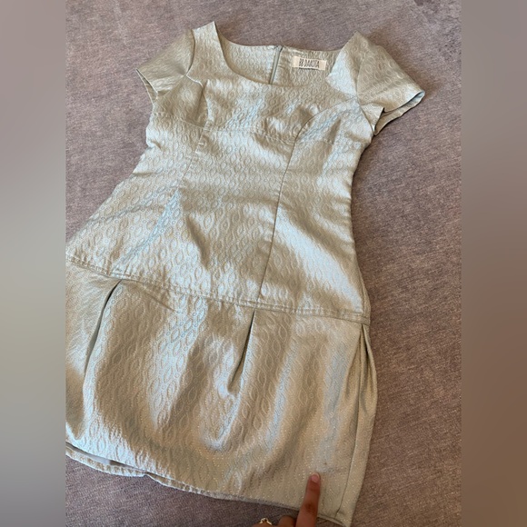 Y2K 2000s SAGE GREEN EMPIRE DROP WAIST MINI DRESS WITH SCOOP NECKLINE - Picture 14 of 15